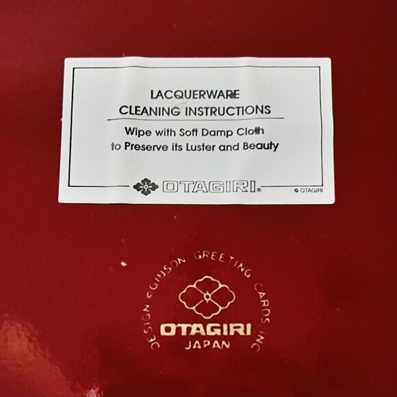 Vintage Otagiri Lacquerware Red Cardinal Berries Christmas Tray  w/Handles Japan - Picture 7 of 11